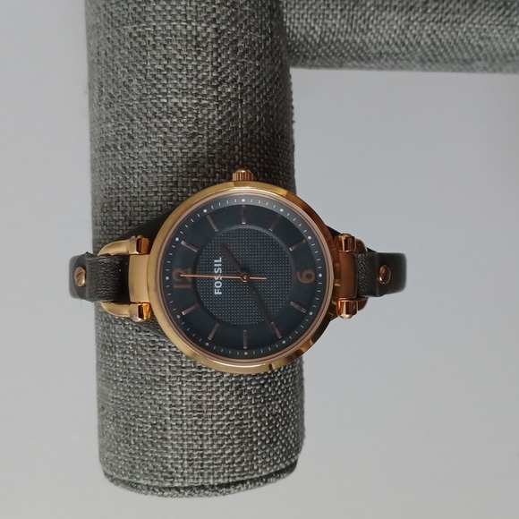 Fossil Georgia Smoke Leather Watch - Picture 1 of 7
